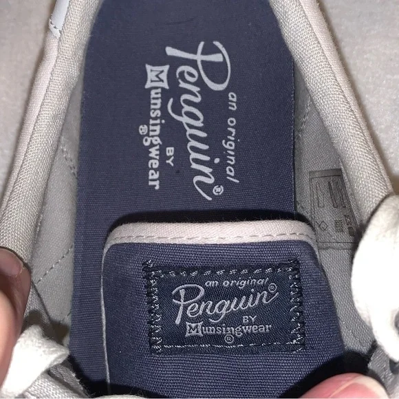 Original Penguin Mens Sz 12 Sneakers White Red/Blue Stripes Canvas Leather - Picture 7 of 9